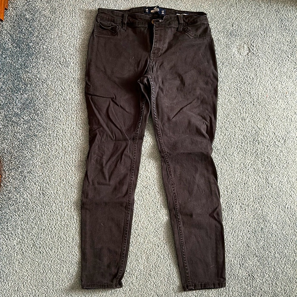 Hollister LOW RISE Super Skinny CROP Black Jeans